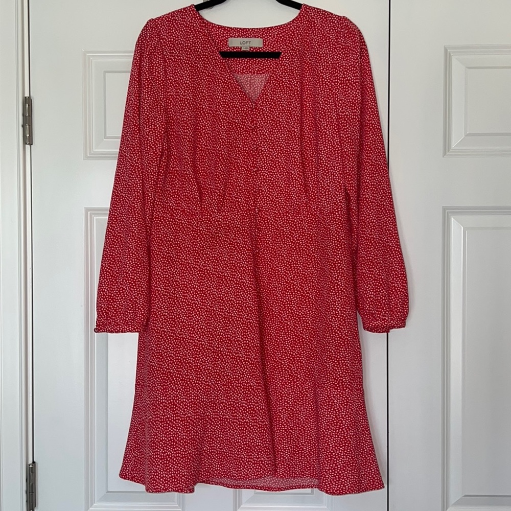 Red dress with little white heart details